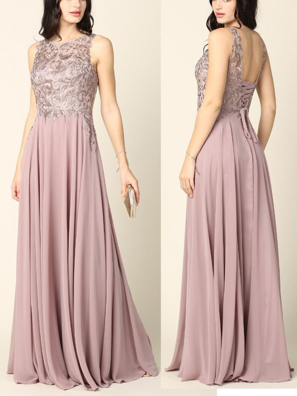 Formal Mauve Purple Sequin Chiffon Mother of the bride Evening Dress 6